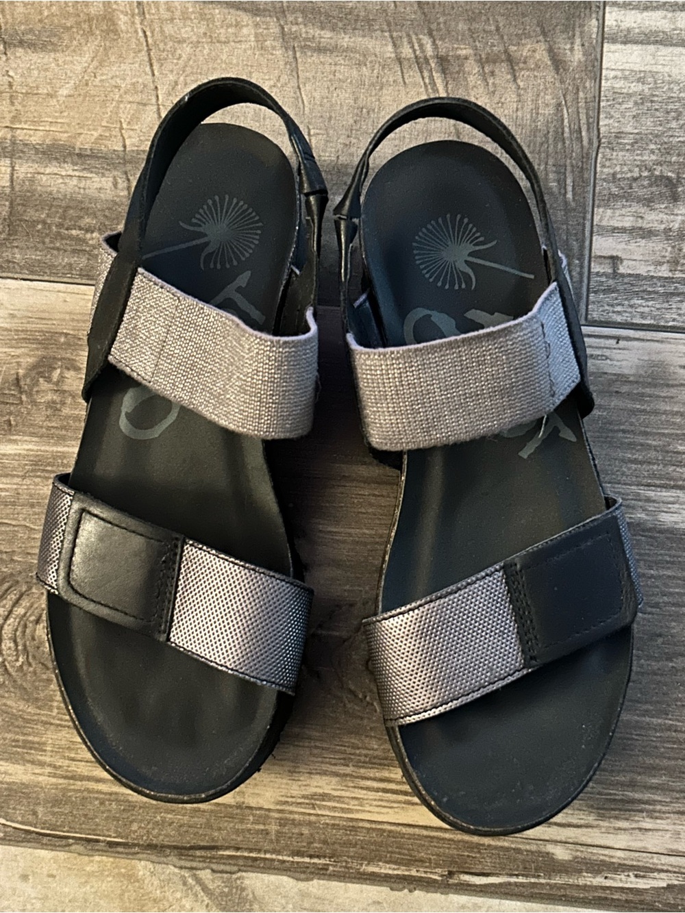 OTBT Nova Sporty Platform Wedge Sandals Black Silver Women's Size 8